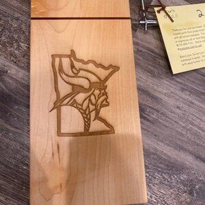 Handcrafted Maple Cheese Slicer Board – Minnesota Viking Design – Local Artisan